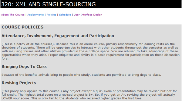 Updated Single Sourcing Syllabus Policies section.